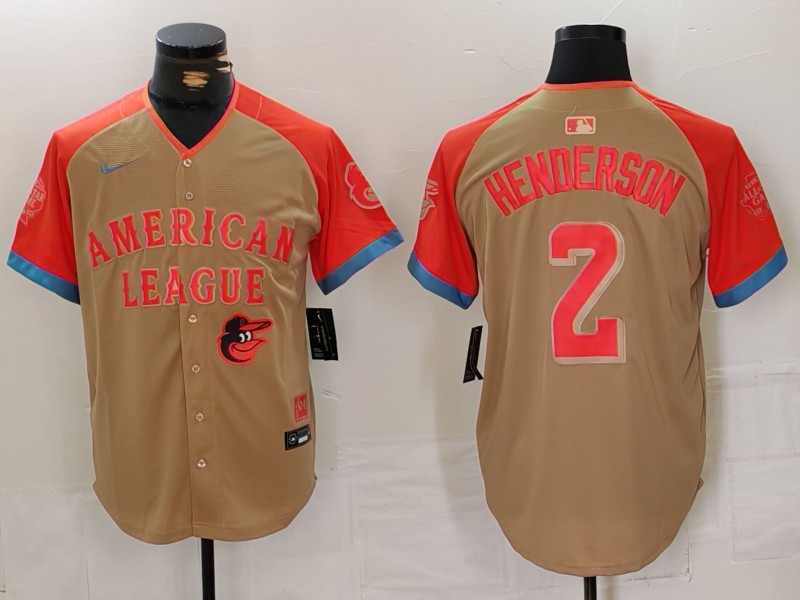 Men Baltimore Orioles #2 Henderson Orange All star 2024 Nike MLB Jersey style 5->baltimore orioles->MLB Jersey